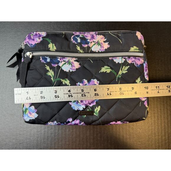Vera Bradley Floating Plum Pansies Triple Compartment Crossbody Purse Bag - Picture 12 of 14